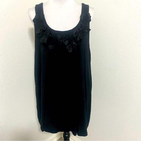 Lane Bryant Plus Size Bow Design Front Sleeveless Tank Blouse Black Size 26/28 - Picture 2 of 11